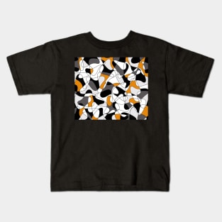 Abstract geometric pattern - orange, gray, black and white. Kids T-Shirt